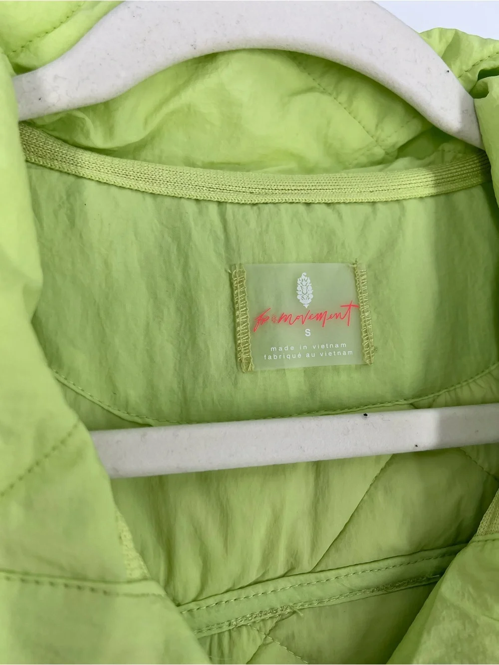 Free People Movement Quinn Lime Green Quilted Windbreaker Athletic Vest S NWT